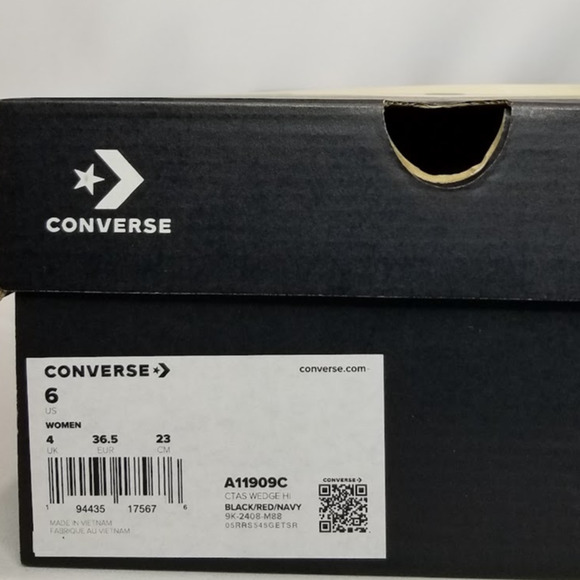 Converse Women's CTAS Wedge Platform Hi Tops Size 6 Black A11909C NWT - Picture 9 of 9
